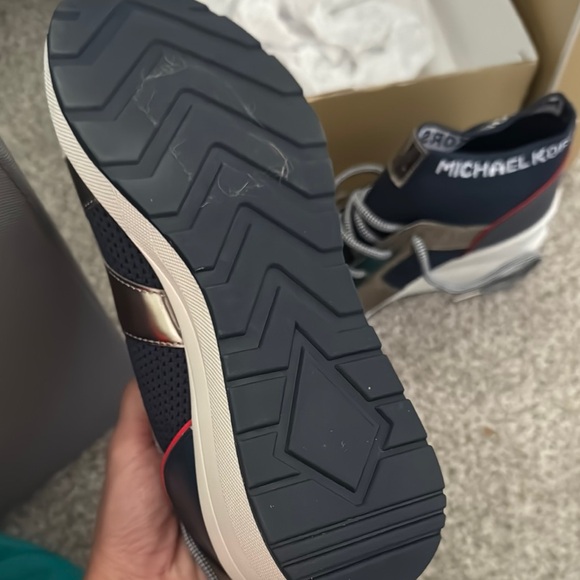 Michael Kors Navy and Silver High-Top Sneakers - Picture 2 of 2